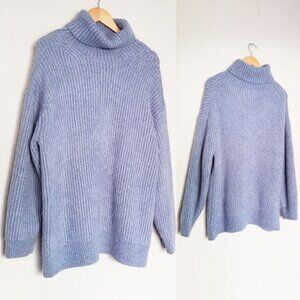Lou & Grey Findley Chunky Ribbed Knit Turtleneck Oversized Sweater Alpaca S $90